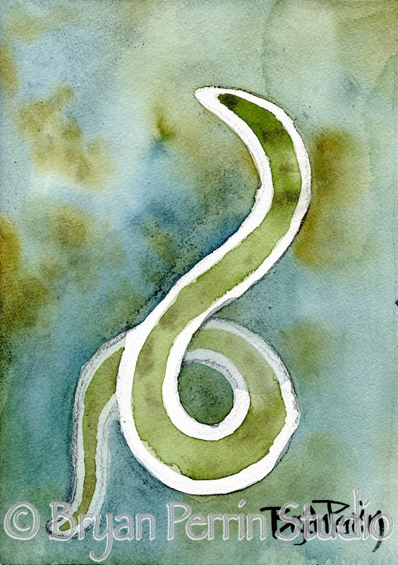 "Roundworm" Watercolor on paper